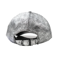 Capital Gains Men's Streetwear Crackled 2 Tone Metallic Silver & Black Adjustable Strap Back Cap