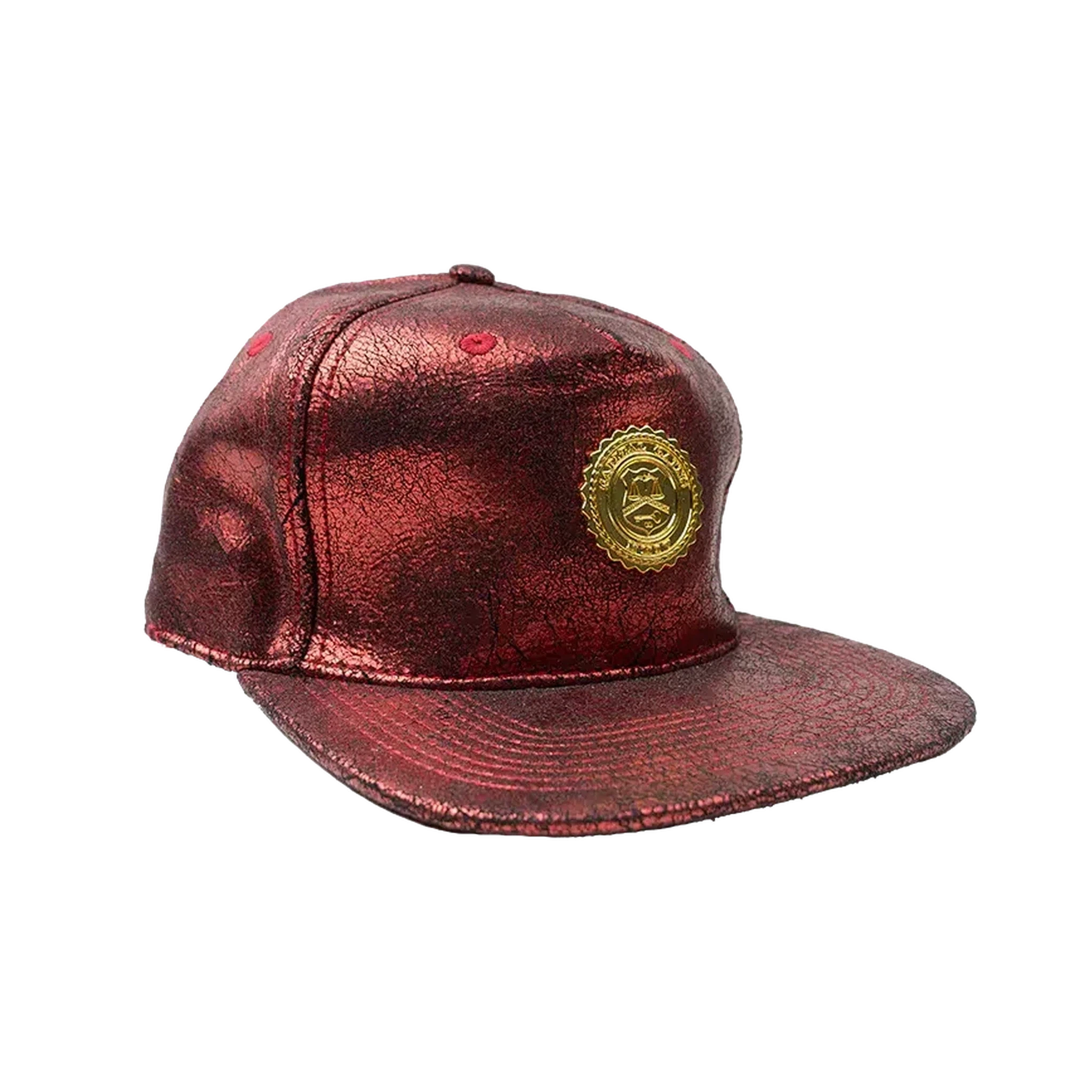 Capital Gains Men's Streetwear Classic Crackled Metallic Red Hat Adjustable Strap Back Cap