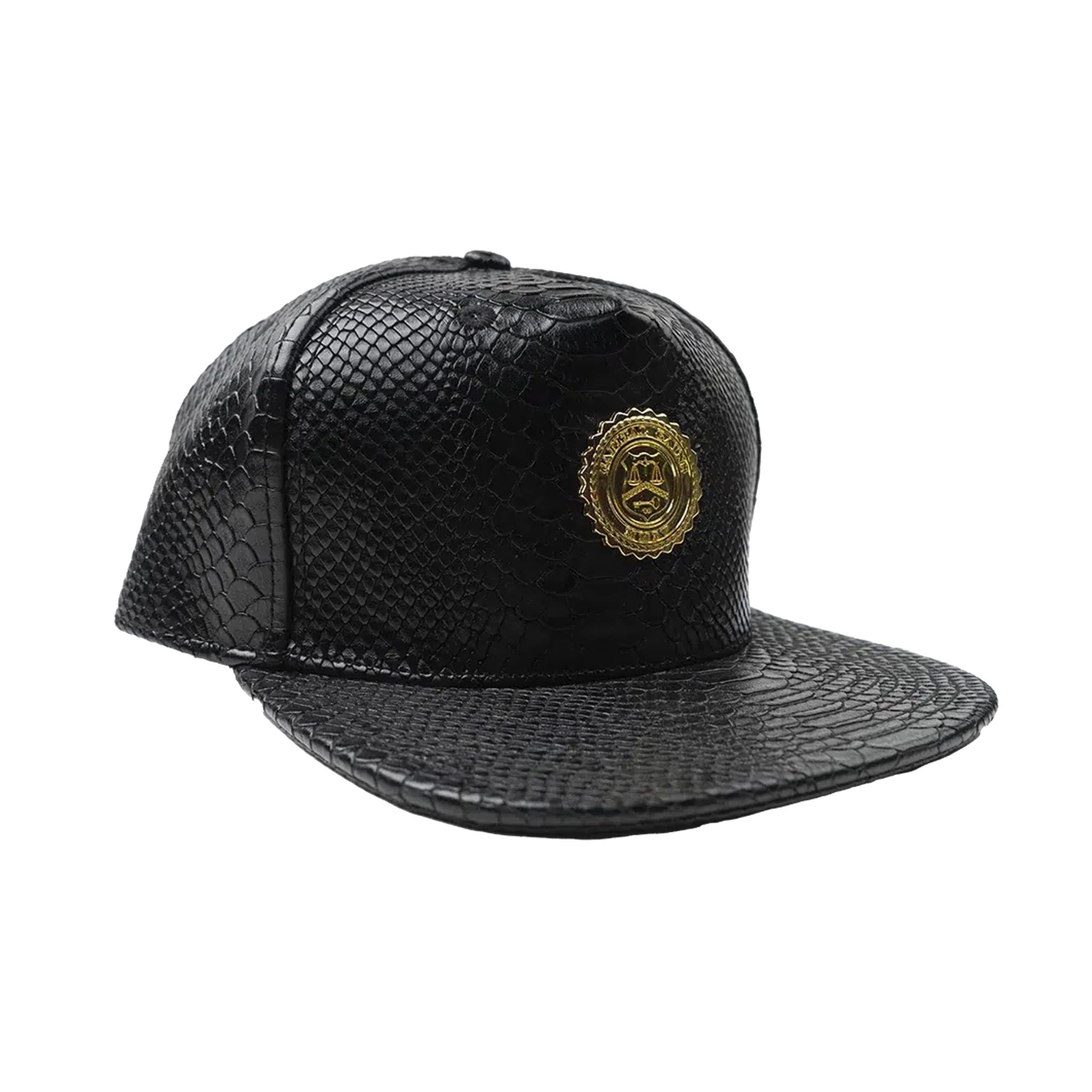 Capital Gains Men's Streetwear Snake Leather Black Adjustable Strap Back Hat