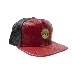 Capital Gains Men's Streetwear Snake Leather Red & Black Adjustable Strap Back Hat