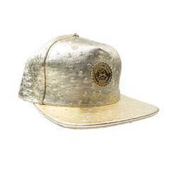 Capital Gains Men's Streetwear Ostrich Textured Gold Leather Hat Adjustable Strap Back Cap