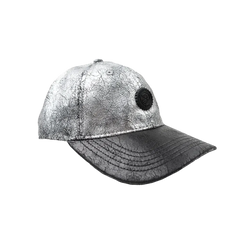 Capital Gains Men's Streetwear Crackled 2 Tone Metallic Silver & Black Adjustable Strap Back Cap