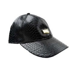 Capital Gains Men's Streetwear Snake Leather Black Baseball Style Strap Back Hat