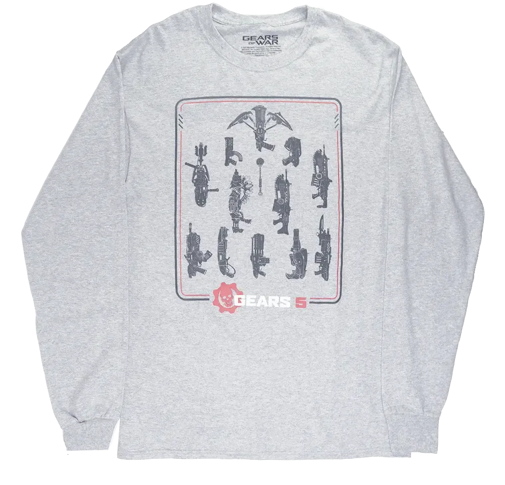 Gears of War Weapons Loadout Gray Long Sleeve T-Shirt