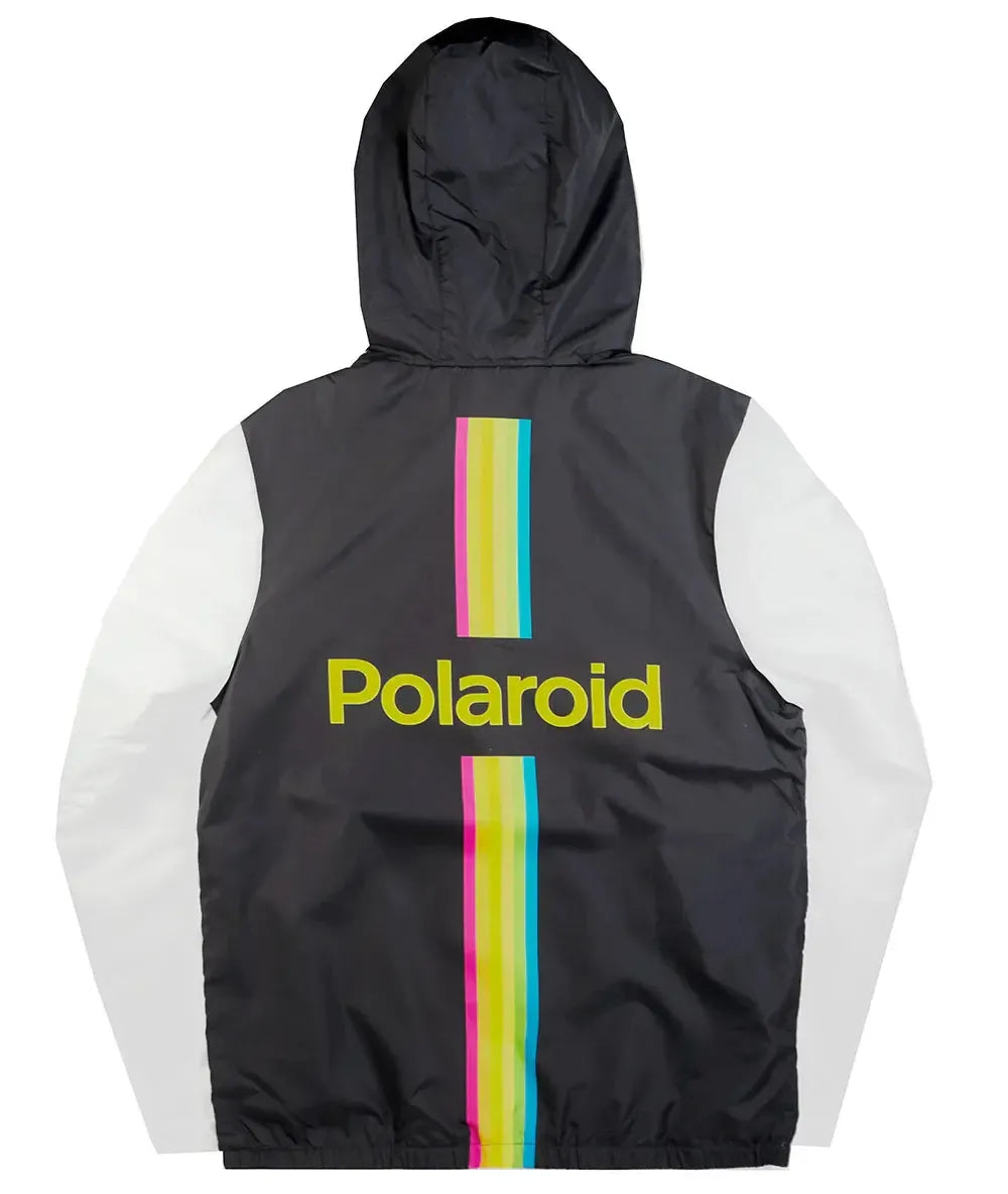 Polaroid Windbreaker Jacket – Retro Color Block Zip Hoodie