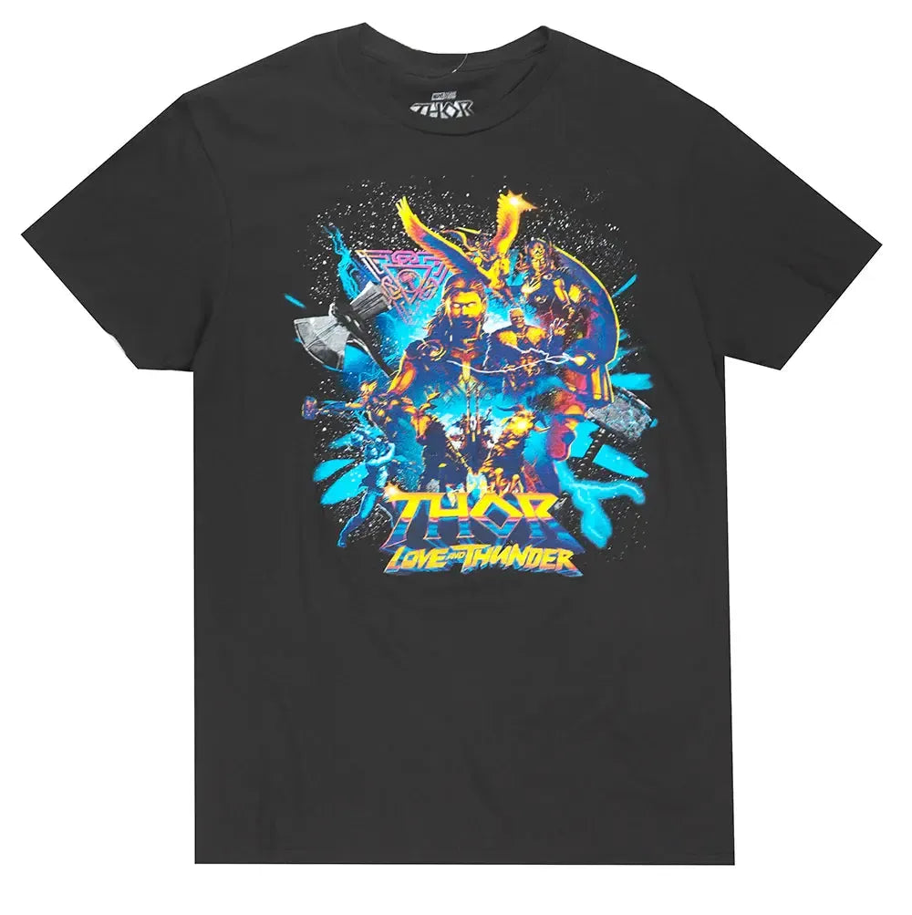 Marvel Superheroes Thor Love & Thunder Poster Black T-Shirt