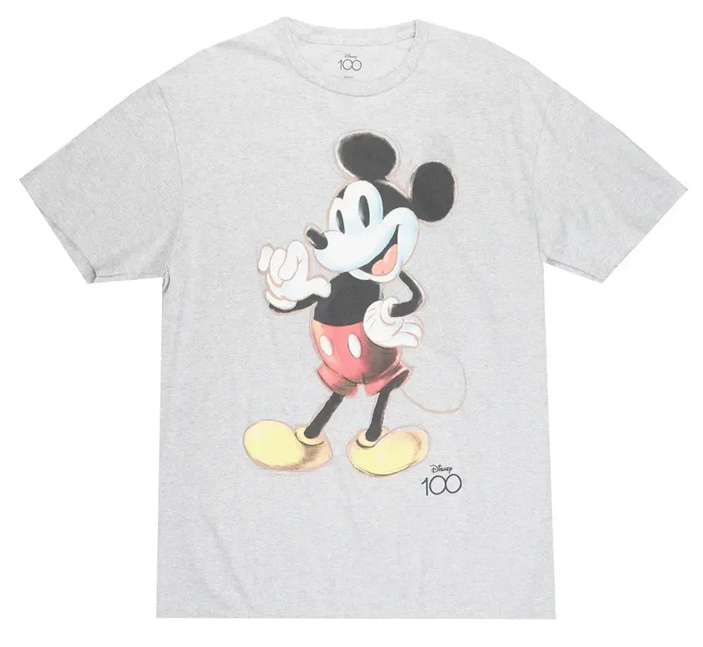 Sketched Mickey Mouse Disney T-Shirt Heather Gray Size Large