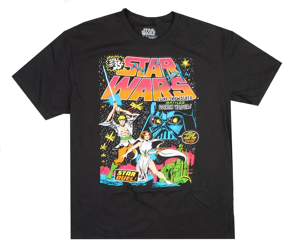 Star Wars Officially Licensed Star Duel Comic inspired Black Adult T-Shirt