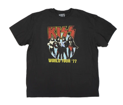 KISS World Tour ’77 Rock Band Black Short Sleeve T-Shirt