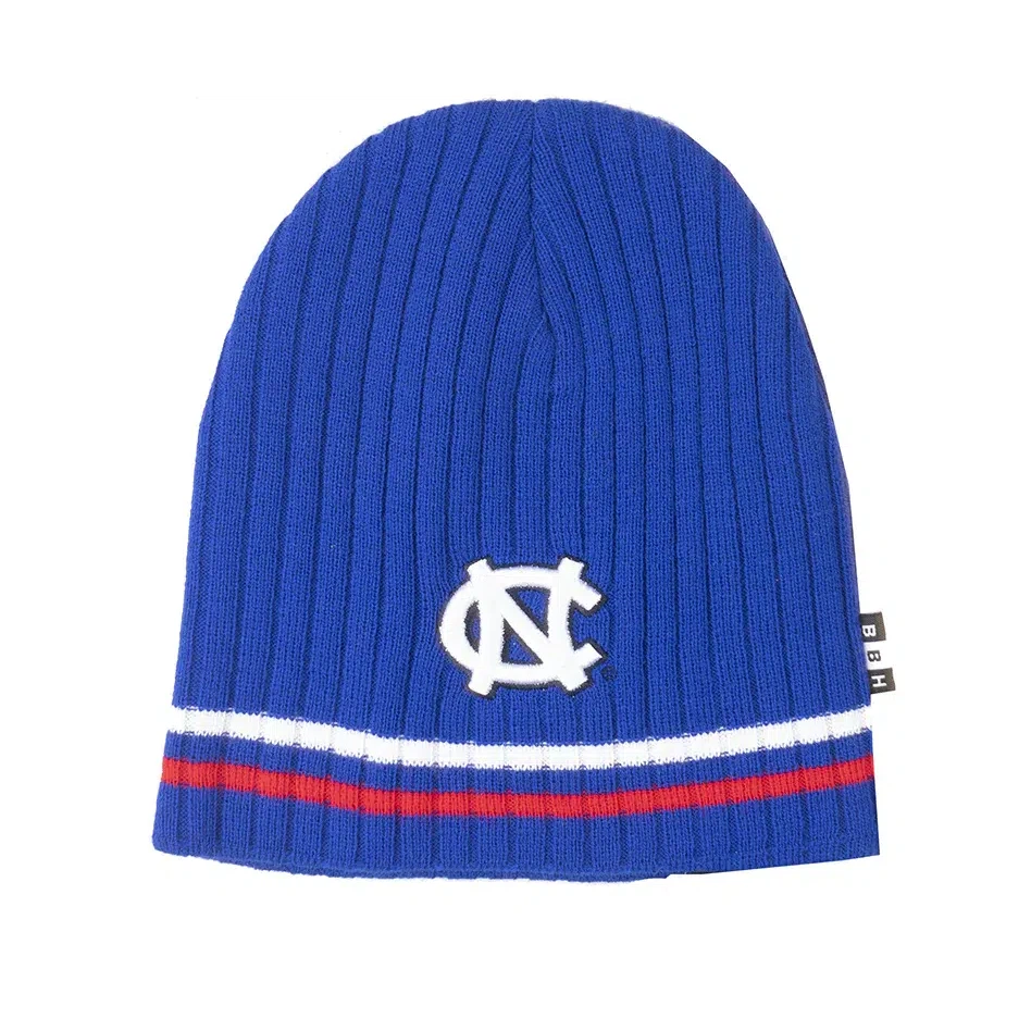 North Carolina Tar Heels BBH NCAA Primary Logo Striped Winter Knit Hat Beanie - Blue