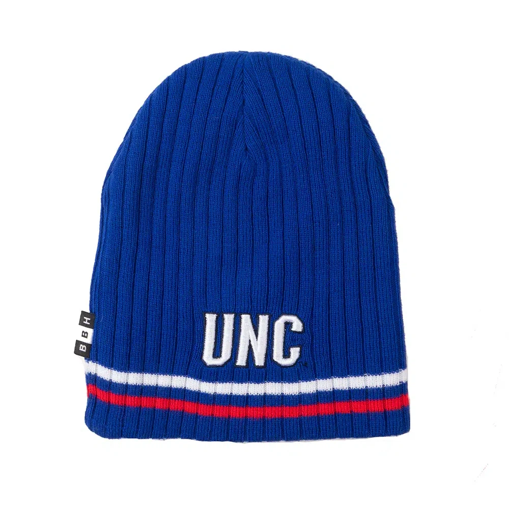 North Carolina Tar Heels BBH NCAA Alternative Logo Striped Winter Knit Hat Beanie - Blue