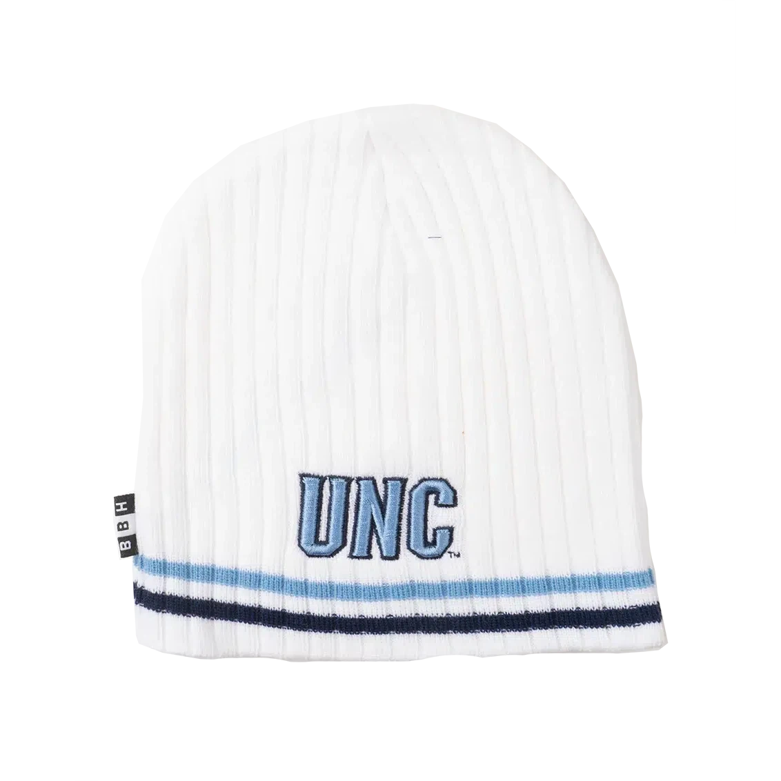 North Carolina Tar Heels BBH NCAA Alternative Logo Striped Winter Knit Hat Beanie - White