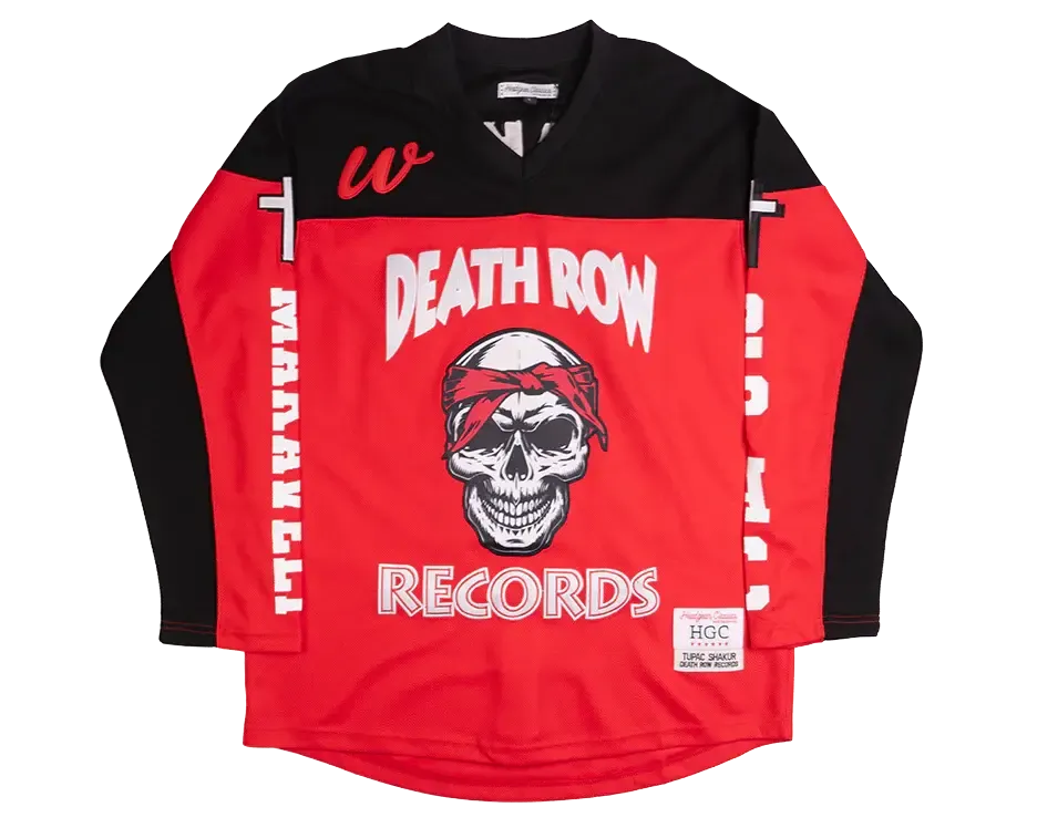 Death Row Records Tupac Shakur Red & Black Hockey Jersey by Headgear Classics