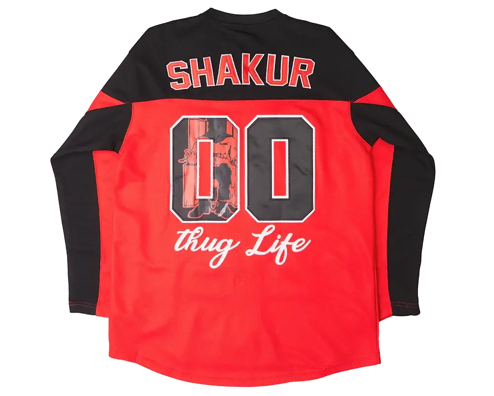 Death Row Records Tupac Shakur Red & Black Hockey Jersey by Headgear Classics
