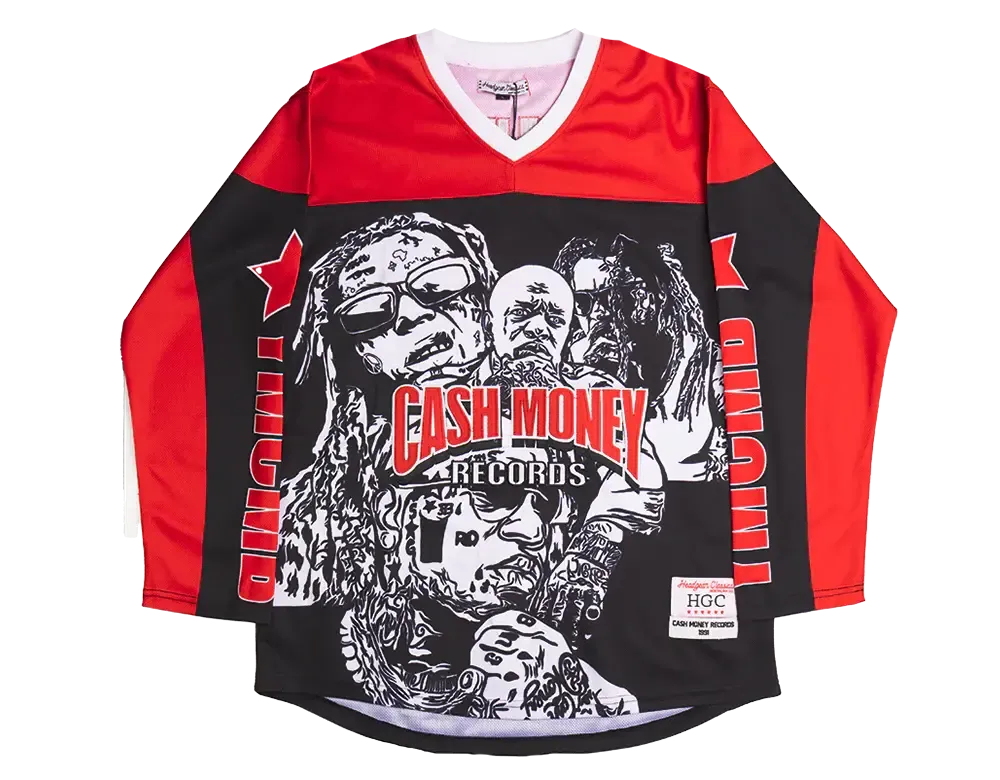 Cash Money Records Lil Wayne Red & Black Hockey Jersey by Headgear Classics