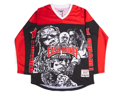 Cash Money Records Lil Wayne Red & Black Hockey Jersey by Headgear Classics