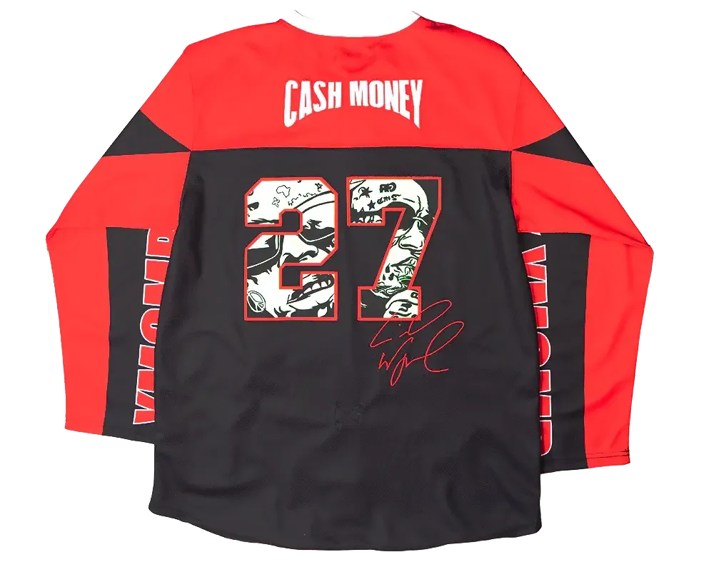 Cash Money Records Lil Wayne Red & Black Hockey Jersey by Headgear Classics