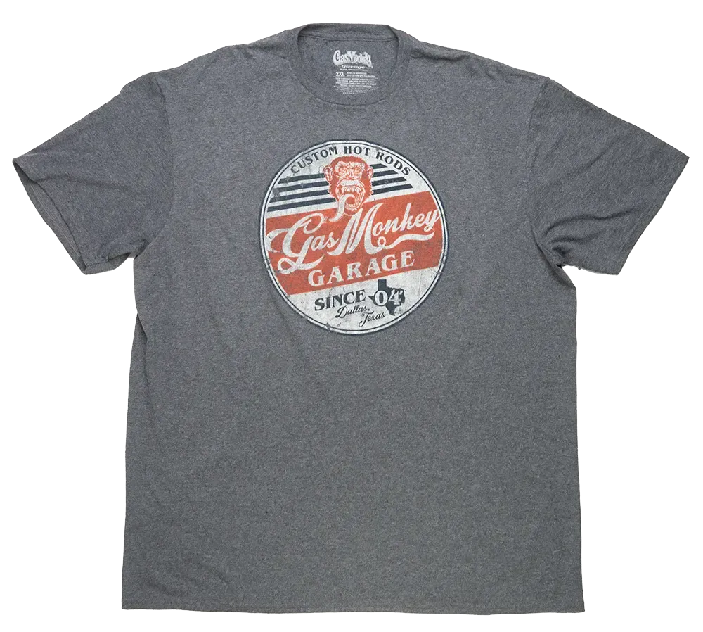 Gas Monkey Garage GMG Circle Logo Short Sleeve Gray T-Shirt for Men
