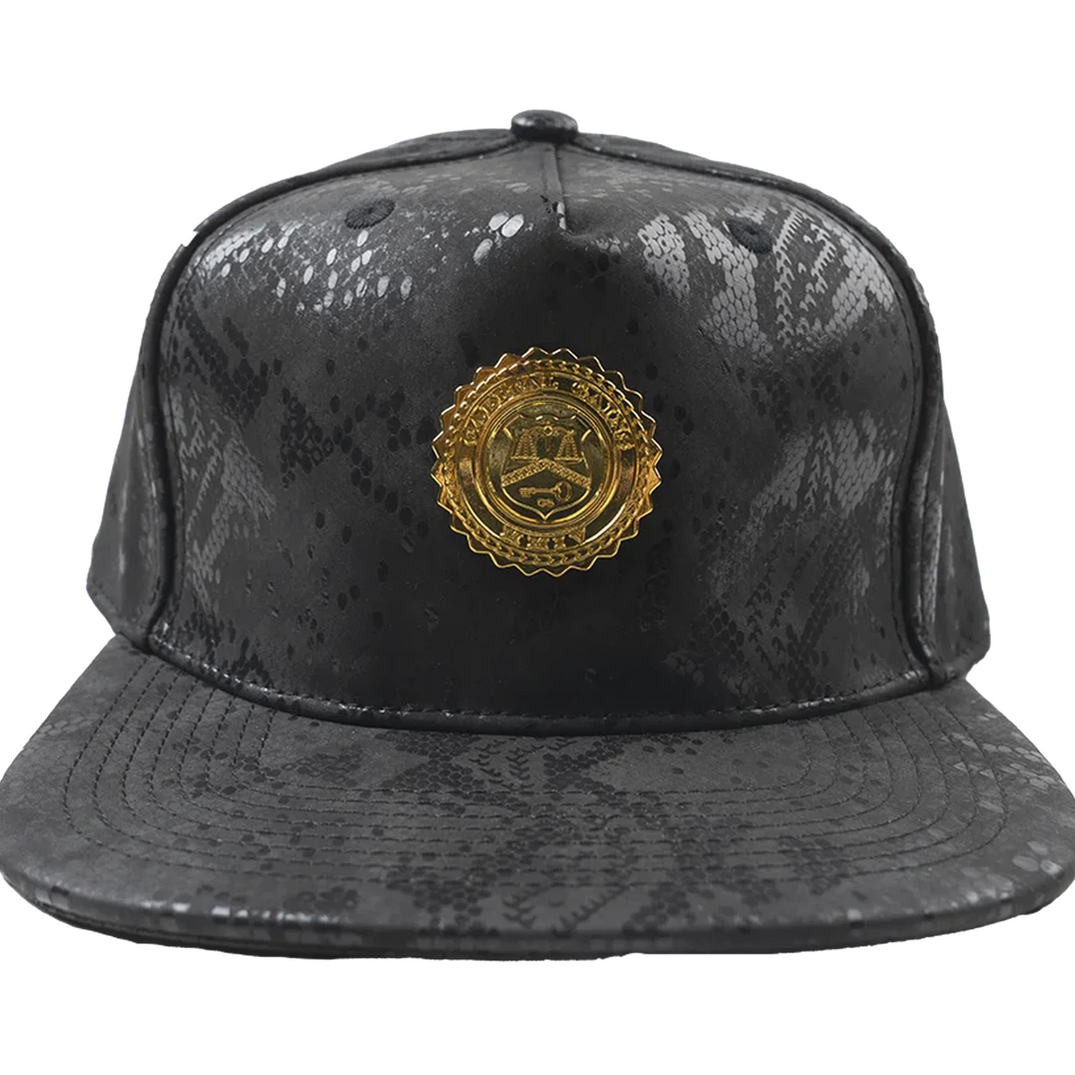 Capital Gains Men's Streetwear Leather Black Python Hat Adjustable Strap Back Cap