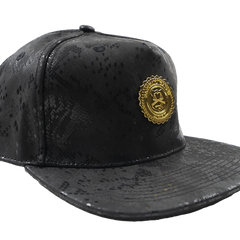 Capital Gains Men's Streetwear Leather Black Python Hat Adjustable Strap Back Cap