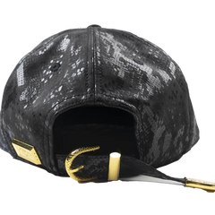 Capital Gains Men's Streetwear Leather Black Python Hat Adjustable Strap Back Cap