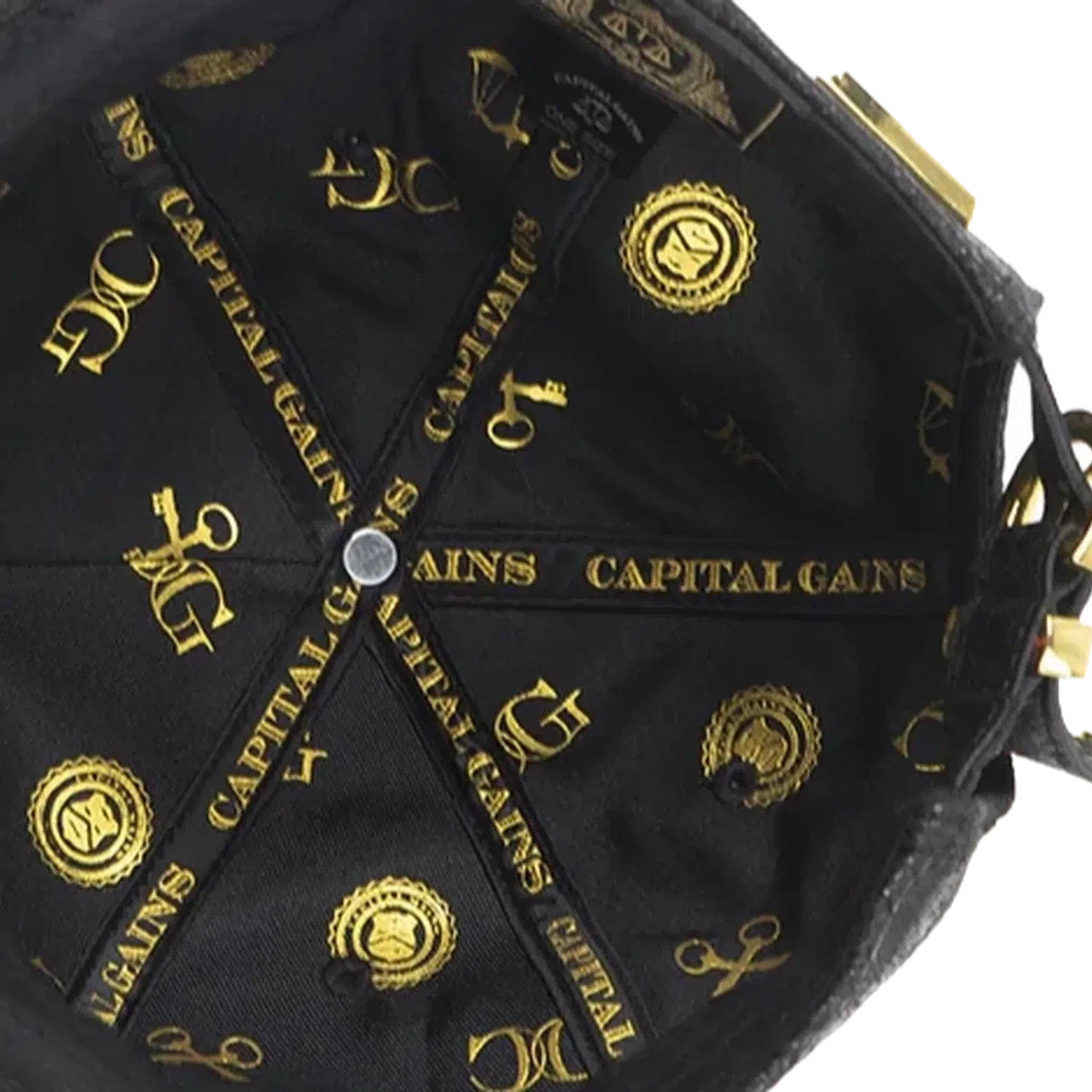 Capital Gains Men's Streetwear Weaved Leather Black Hat Adjustable Strap Back Cap