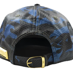 Capital Gains Men's Streetwear Snake Embossed Leather Blue Camo Hat Adjustable Strap Back Cap