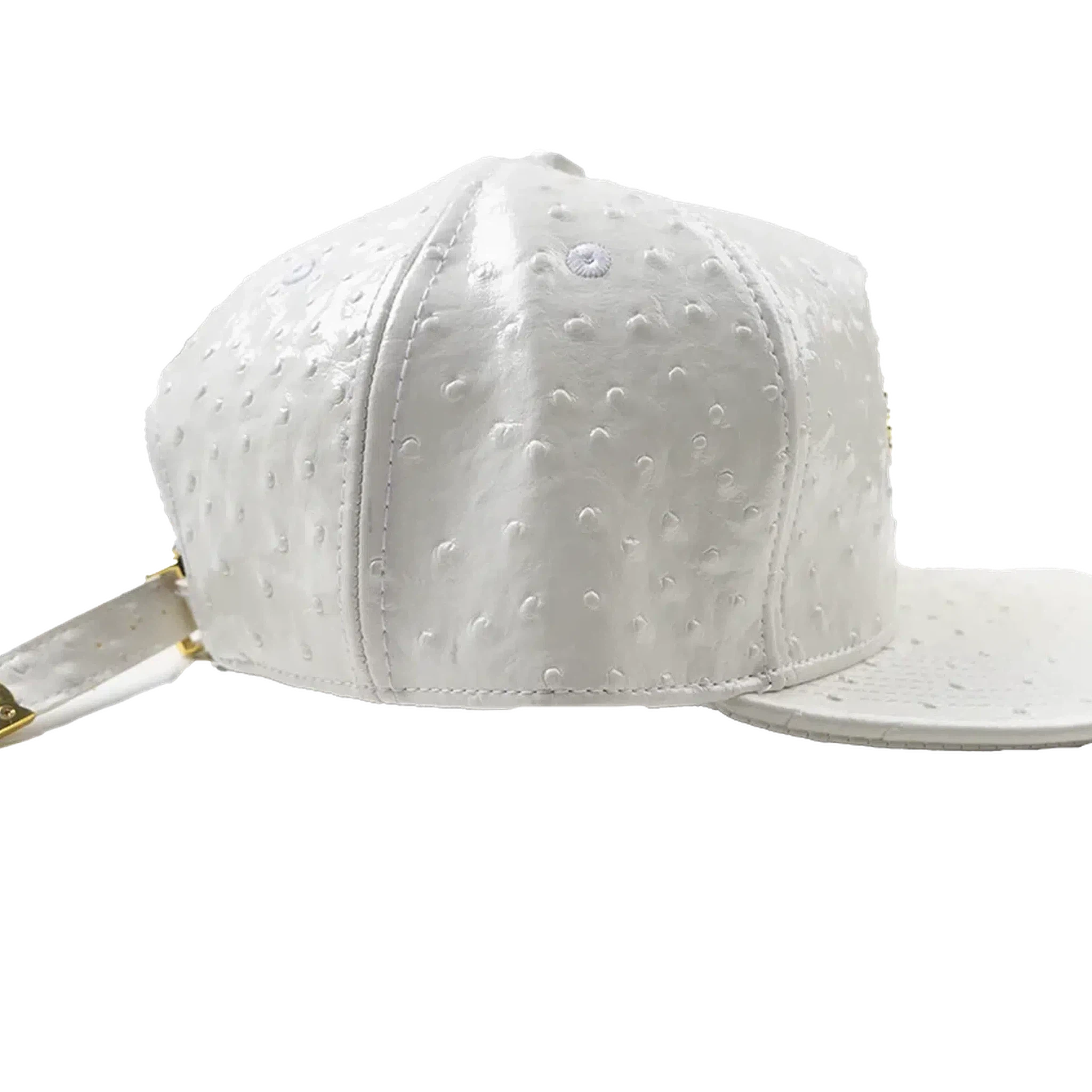 Capital Gains Men's Streetwear Ostrich White Patent Leather Hat Adjustable Strap Back Cap