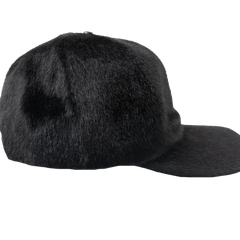 Capital Gains Streetwear Black Pony Fur Flat Bill Strap Back Adjustable Hat