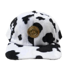 Capital Gains Streetwear Black & White Pony Fur Flat Bill Strap Back Adjustable Hat