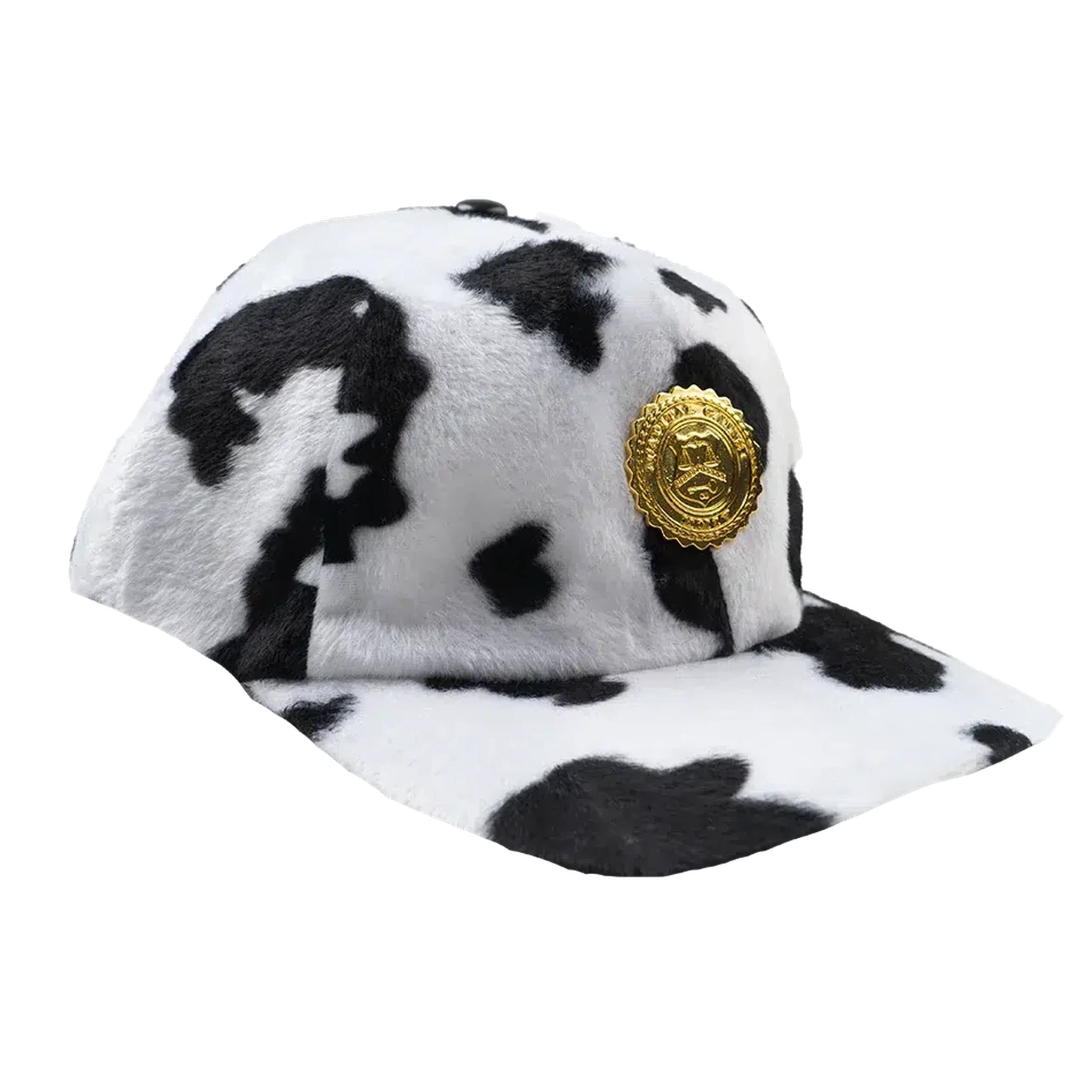 Capital Gains Streetwear Black & White Pony Fur Flat Bill Strap Back Adjustable Hat