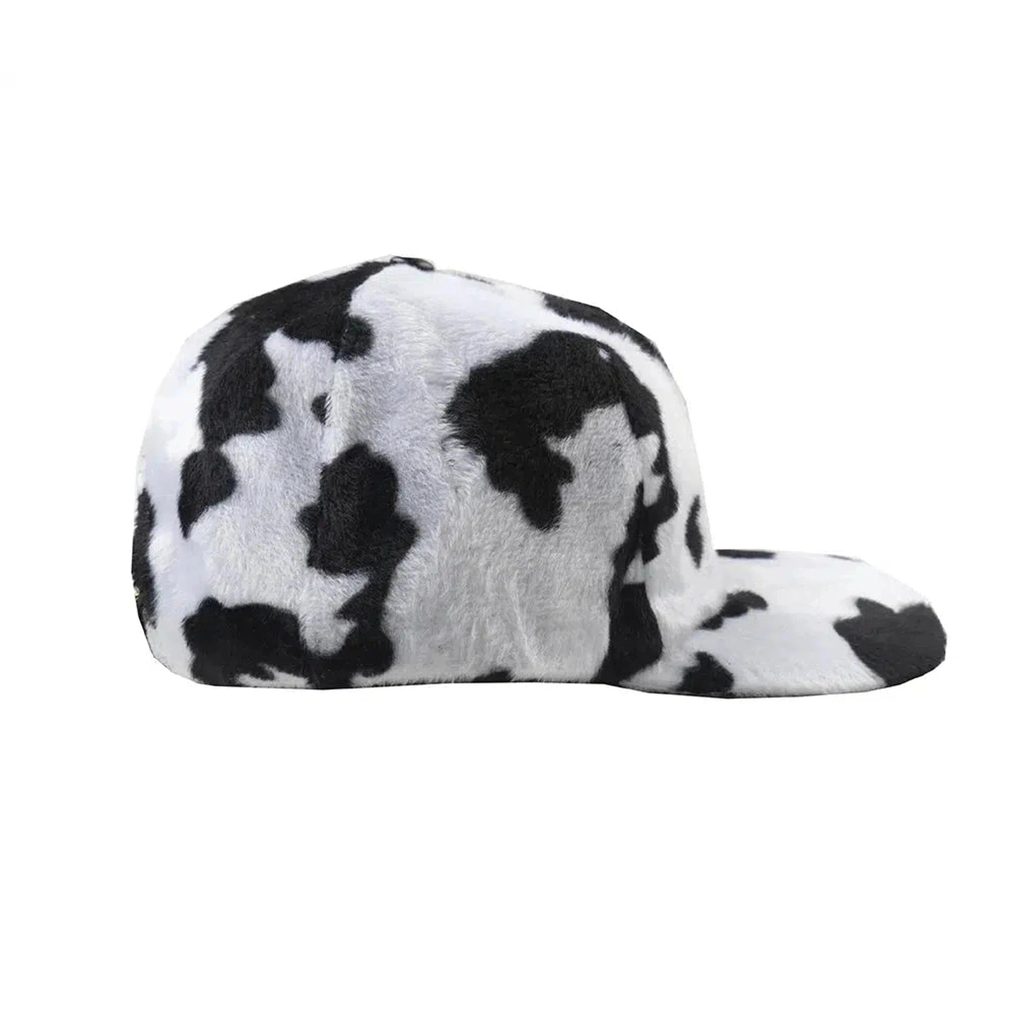 Capital Gains Streetwear Black & White Pony Fur Flat Bill Strap Back Adjustable Hat