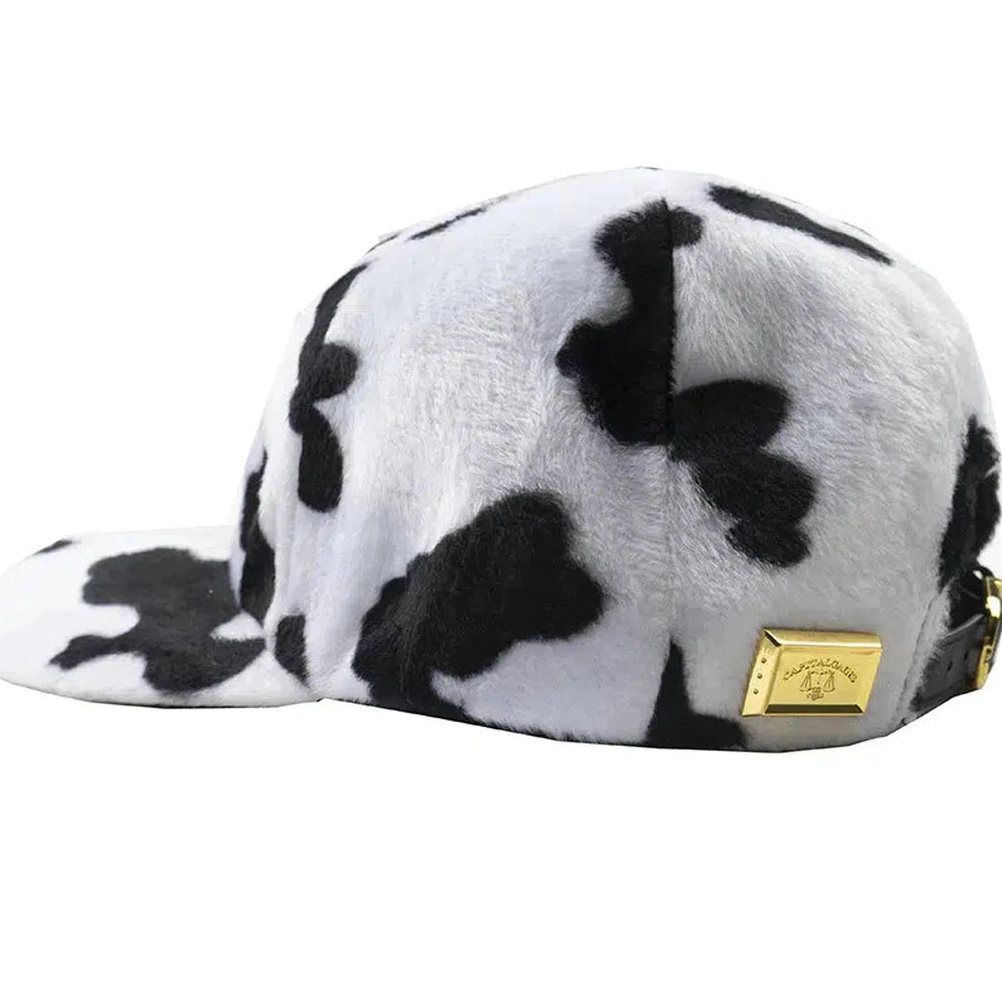 Capital Gains Streetwear Black & White Pony Fur Flat Bill Strap Back Adjustable Hat