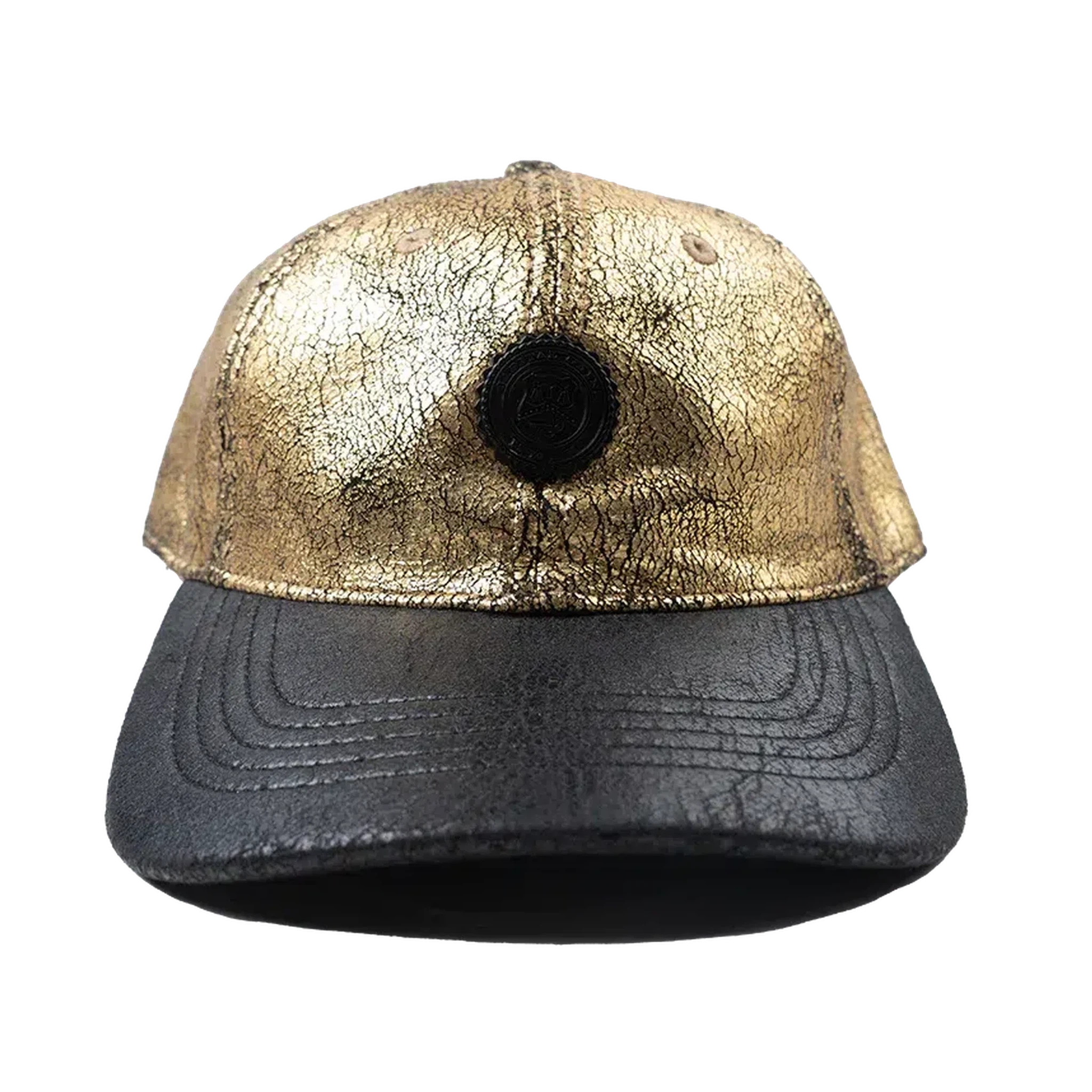 Capital Gains Men's Streetwear Crackled 2 Tone Metallic Gold & Black Adjustable Strap Back Cap