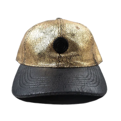 Capital Gains Men's Streetwear Crackled 2 Tone Metallic Gold & Black Adjustable Strap Back Cap