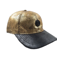 Capital Gains Men's Streetwear Crackled 2 Tone Metallic Gold & Black Adjustable Strap Back Cap