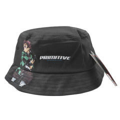 Primitive X Tanjiro Kamado Demon Slayer Reversible Black Bucket Hat