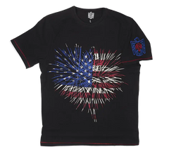 Fireworks Red, White and Blue Patriotic black t-shirt by Fear NY