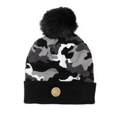 Capital Gains Streetwear Fuzzy Pom Winter Camo Beanie Knit Winter Hat