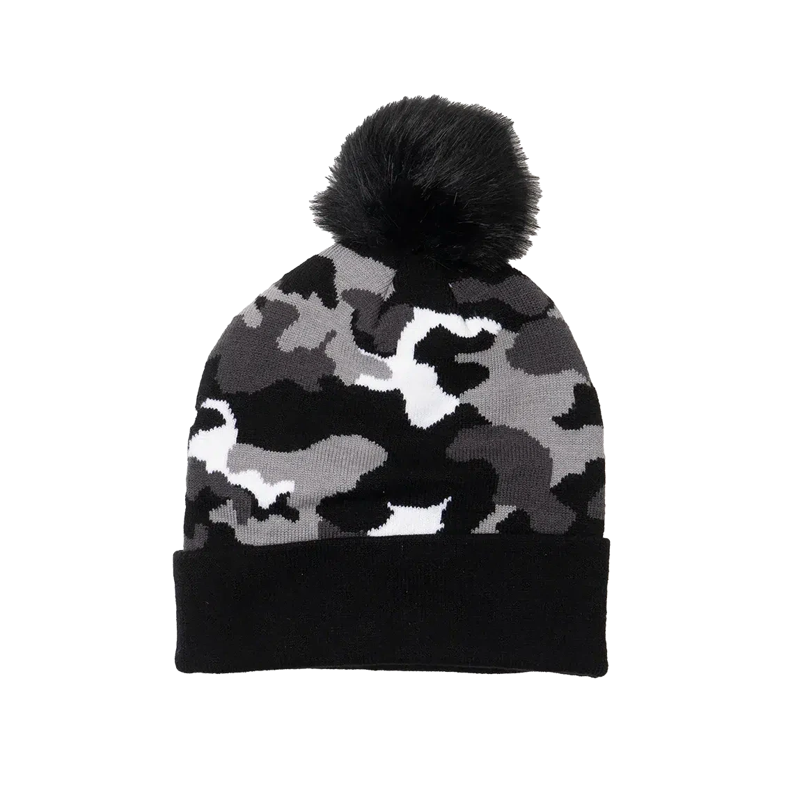 Capital Gains Streetwear Fuzzy Pom Winter Camo Beanie Knit Winter Hat