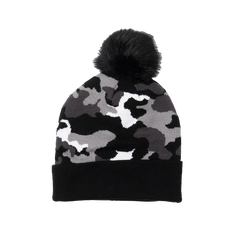 Capital Gains Streetwear Fuzzy Pom Winter Camo Beanie Knit Winter Hat