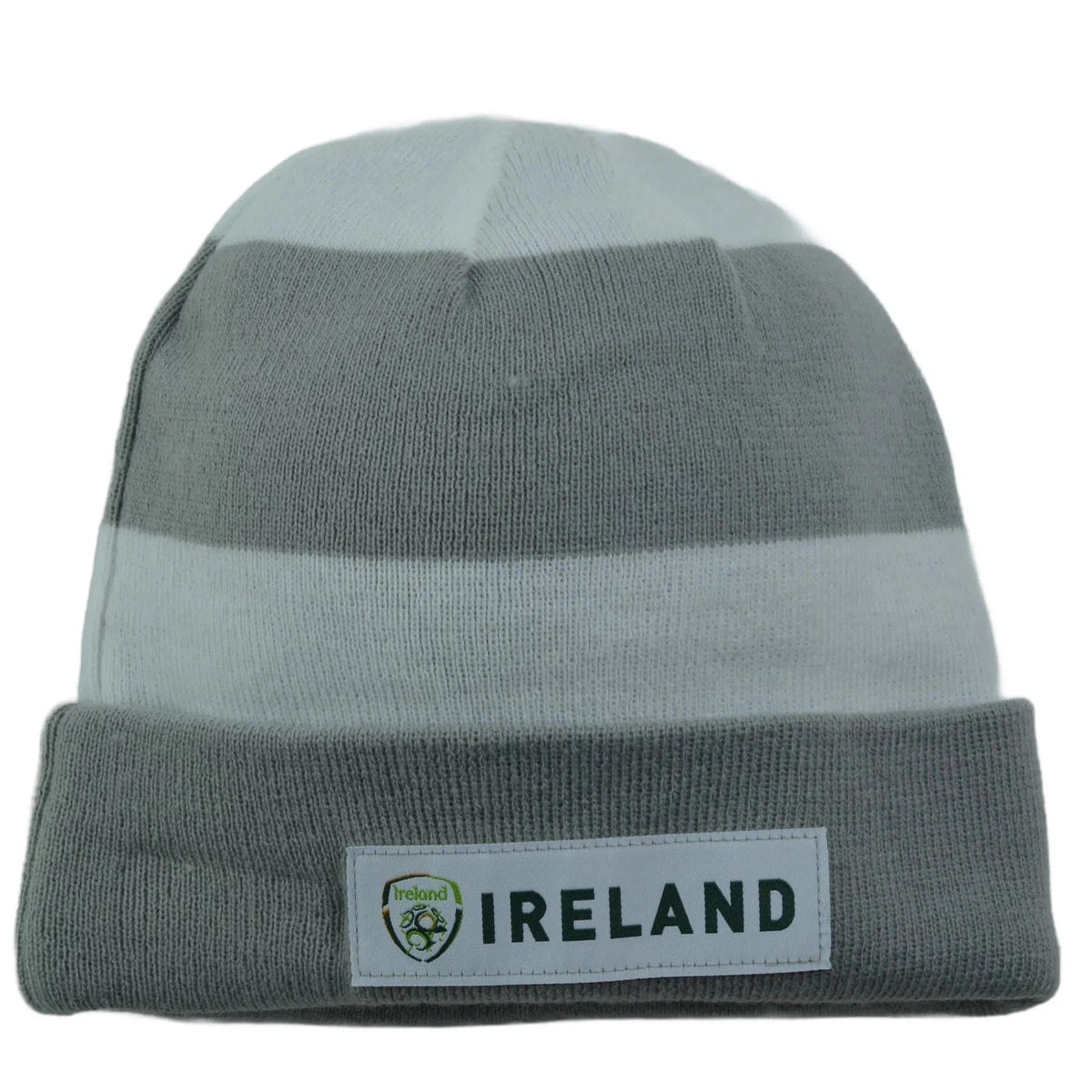 Ireland International Football Team FAI Gray & White Striped Knit Winter Soccer Beanie