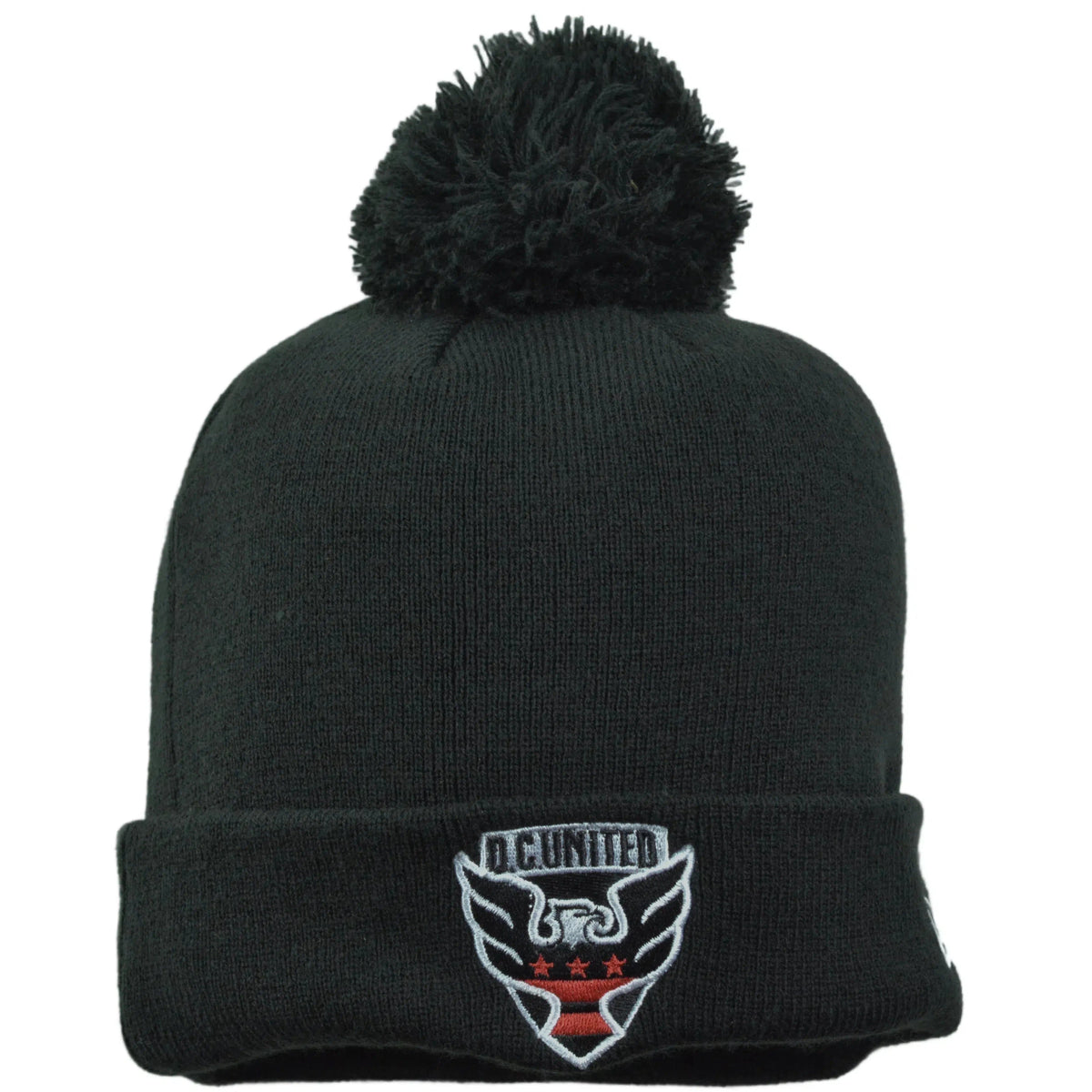 DC United MLS Team Logo Black Soccer Hat Knit Pom Pom Beanie Toque by New Era