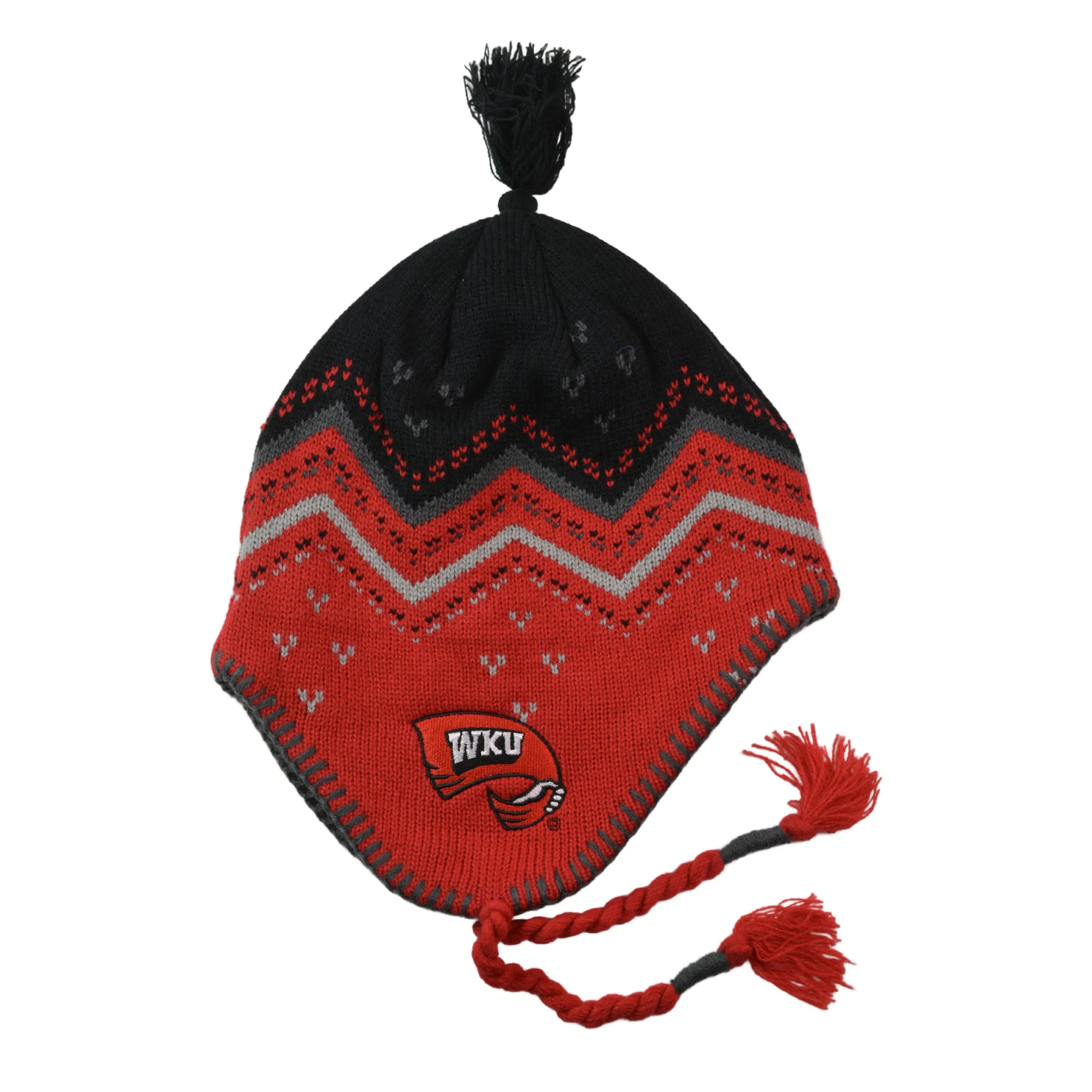 WKU Western Kentucky Hill toppers NCAA Team Logo Beanie with Ear Flaps and Tassels