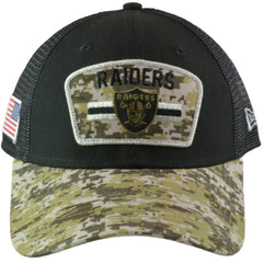 Las Vegas Raiders New Era 940 Salute To Service Black & Camo Mesh Back Adjustable Men's Snapback Hat