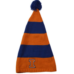 NCAA Illinois Fighting Illini Long Tailed Striped Toboggan Hat with Pom