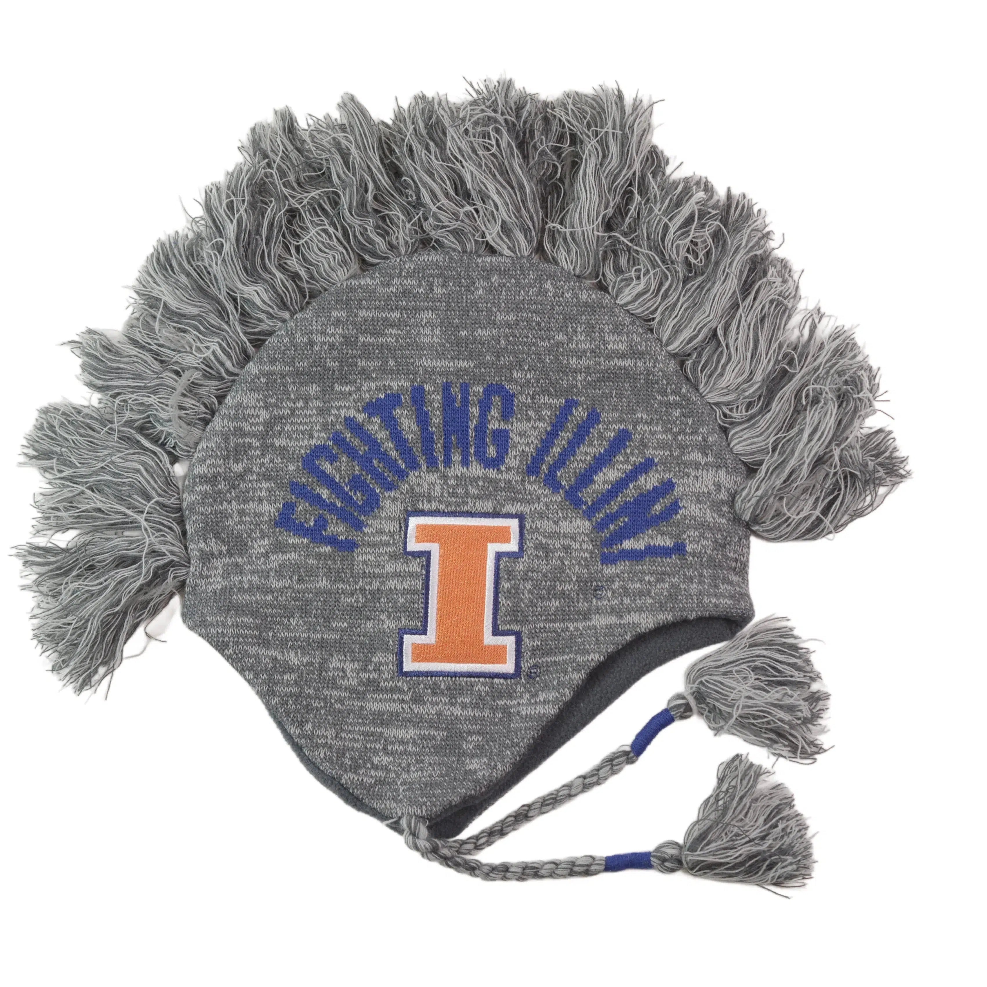 Illinois Fighting Illini NCAA Mohawk-Style Gray Winter Beanie