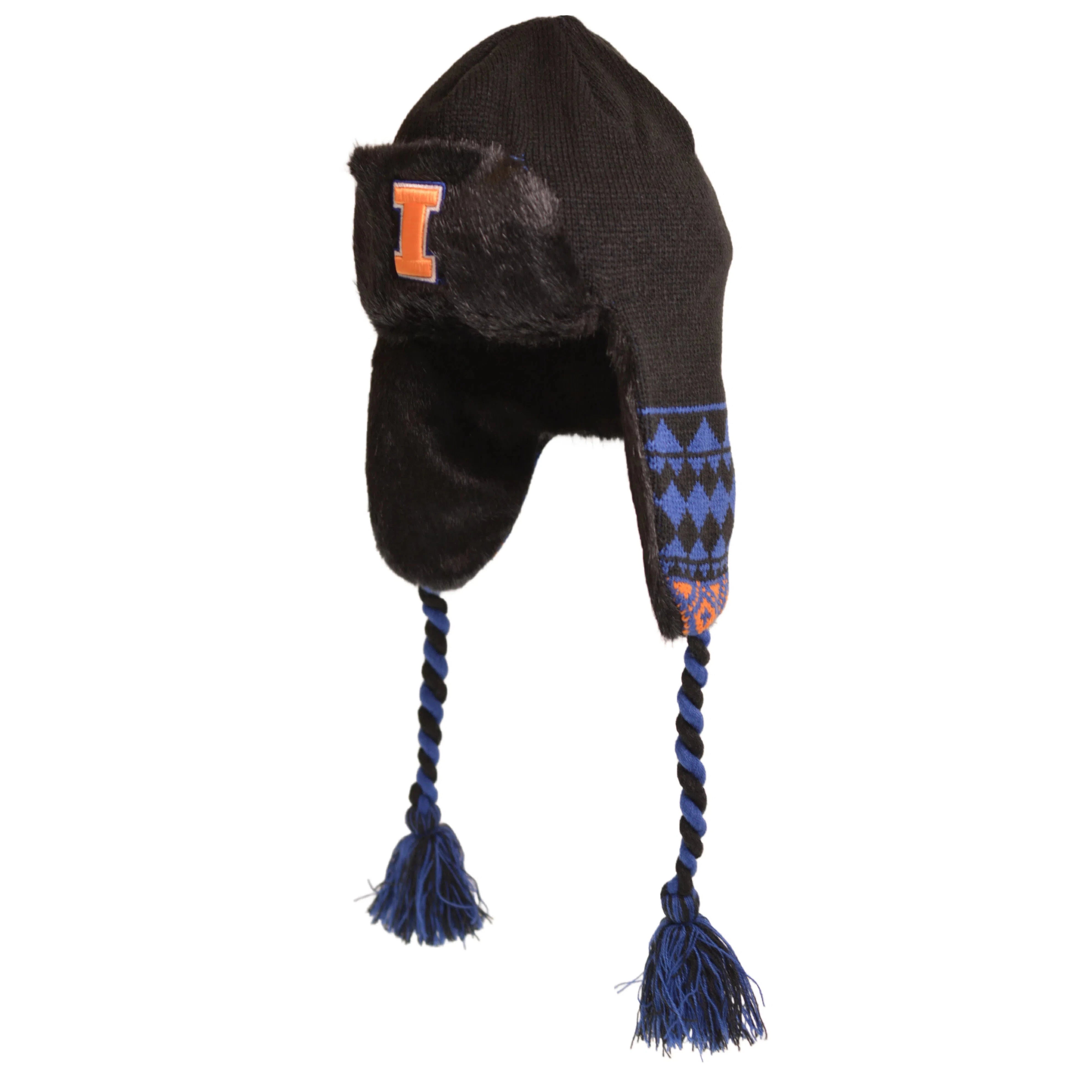 Illinois Fighting Illini NCAA Black Trapper Style Beanie Winter Hat