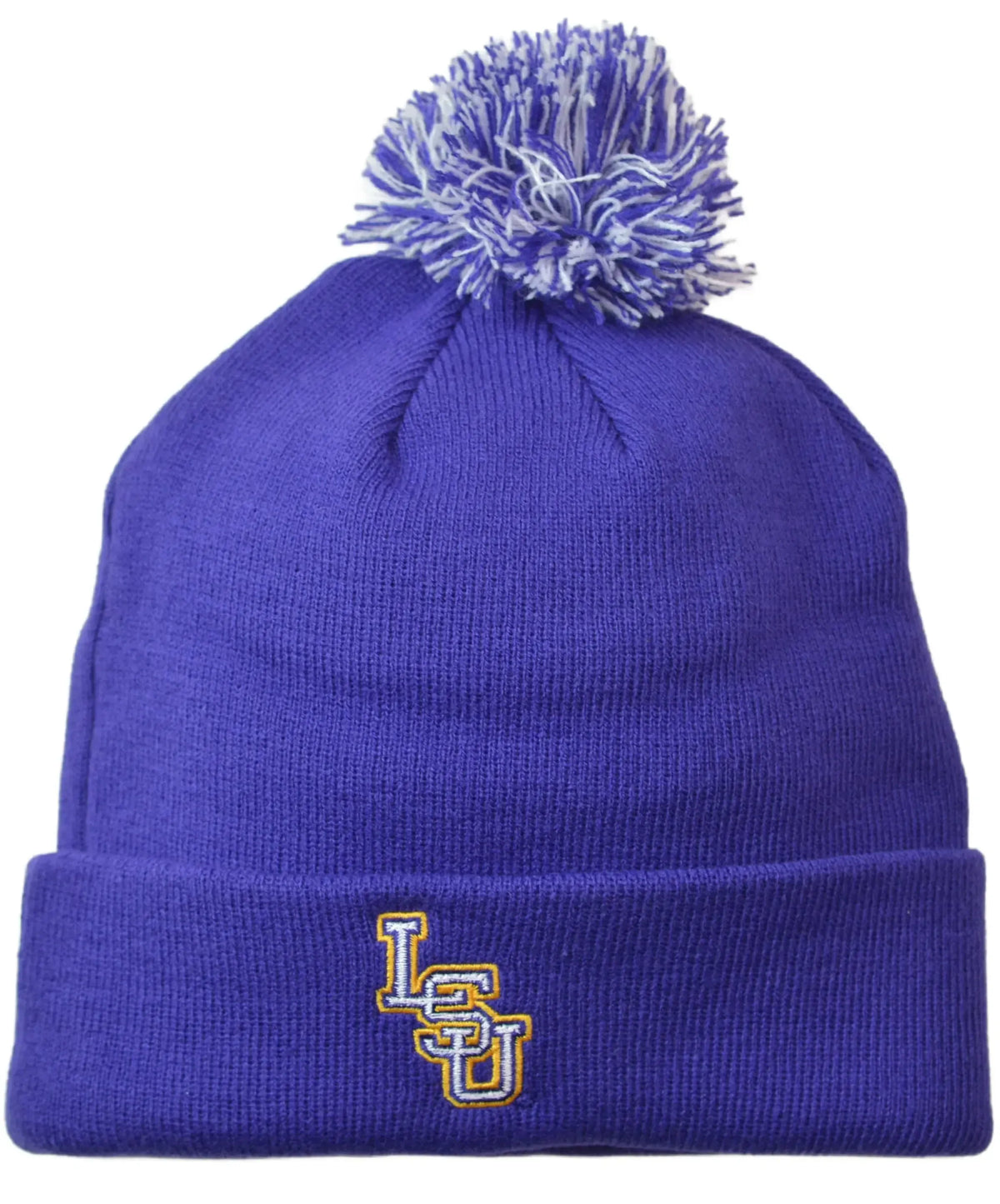LSU Tigers Knit Beanie with Pom – Purple NCAA Winter Hat
