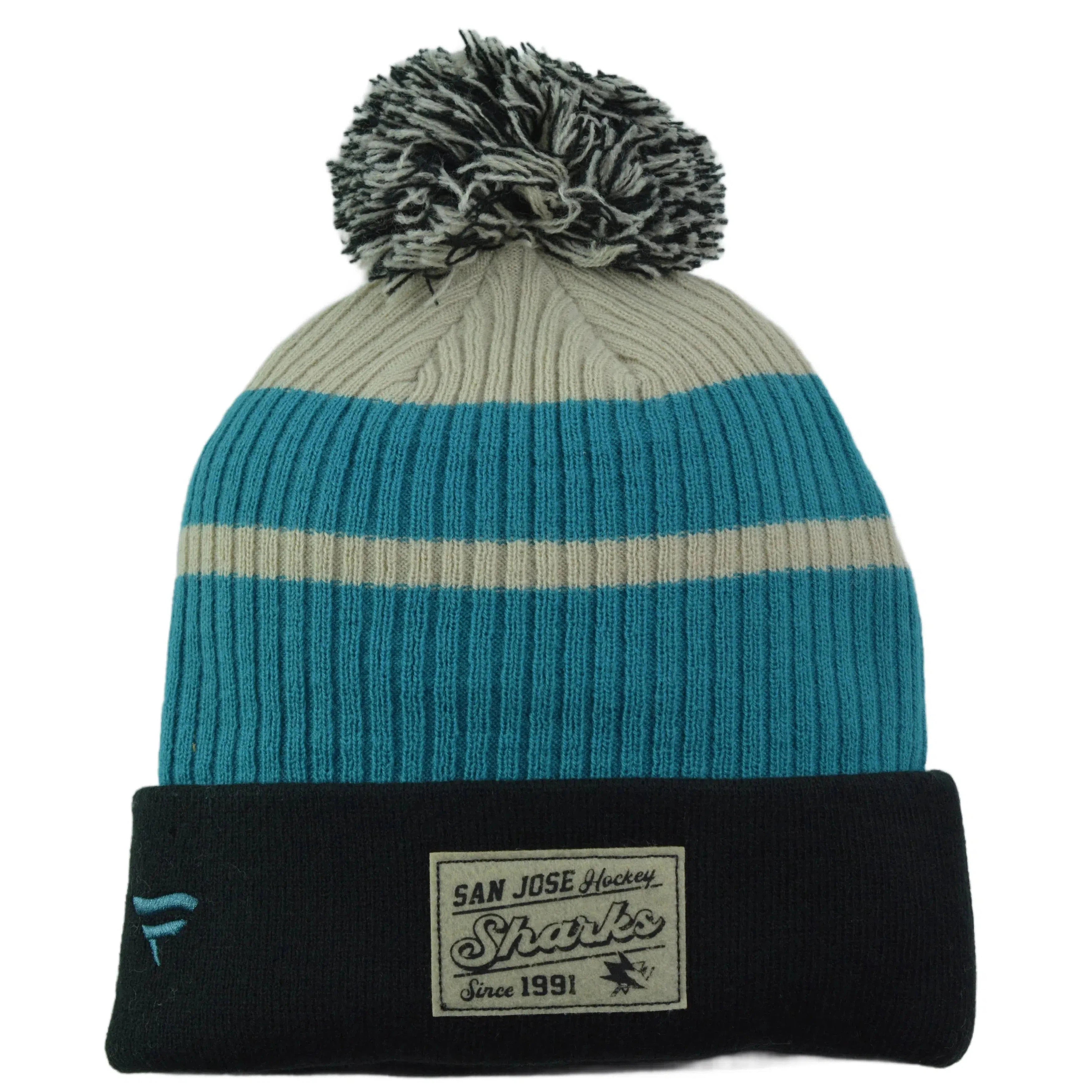 San Jose Sharks NHL Vintage Hockey True Classic Knit Beanie Pom WInter Hat by Fanatics